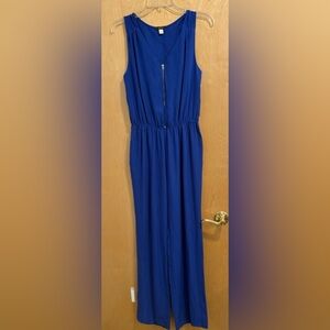 Quinn Sleeveless Cobalt Blue Maxi Jumpsuit with Front Zip